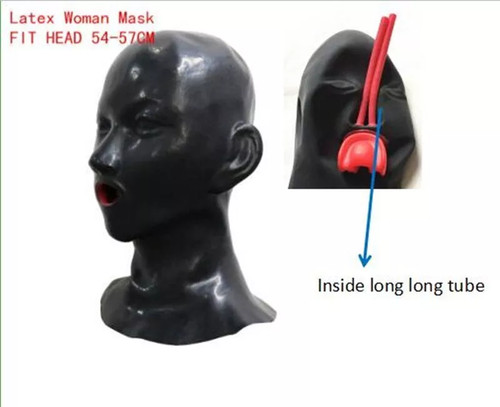 Black rubber latex hood mask - rubber,