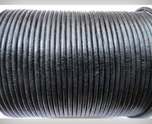 2mm leather cord round black - 2mm,