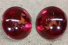 2 Old Red Glass Rosettes with