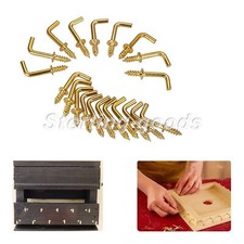 10/20Pcs L Shaped Brass Plated Screw Dresser Cup Hooks Hanging Hangers Hardware
