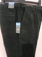 M&S Nova Fides Italian Moleskin Green Trousers, 34S W34 L29, Active Waist, £40