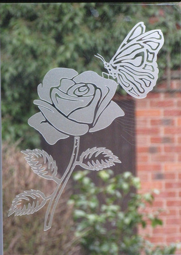 Etched glass vinyl flowers - glass,