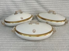 Cauldon England Serving Bowls x3 Gold Stripe With Gold Trim Rare One Is Damaged