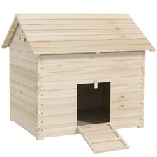 Openable Roof Wooden Duck House - Raised Base & Air Holes - Natural Fir