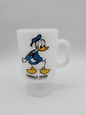 WALT DISNEY DONALD DUCK MILK GLASS PEDESTAL COFFEE MUG