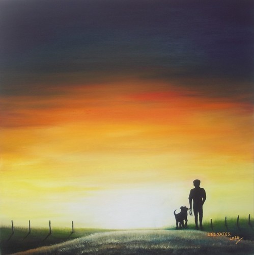 Original oil painting sunset - original,