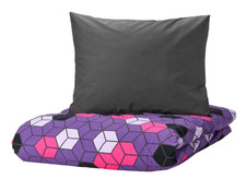 IKEA BLASKATA Duvet Cover And Pillowcase Purpleblack Patterned 59x79" /150x200cm