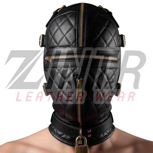 Handmade quilted leather hood - leather,