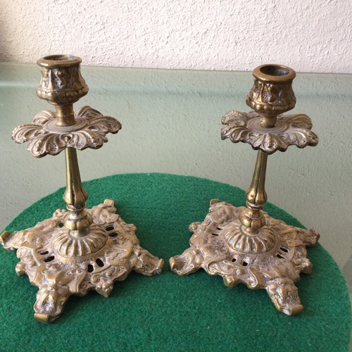Pair antique brass - of,