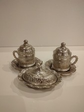 Elegant Turkish Ottoman-Style Coffee Set (2-Person, Silver)