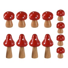  12 Pcs Wooden Mushroom Ornaments Miniature Decoration Mushrooms for Crafts