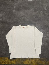 Vintage 1950s 60s Hanes L White Thermal Knit 100% Cotton Shirt Thermalite