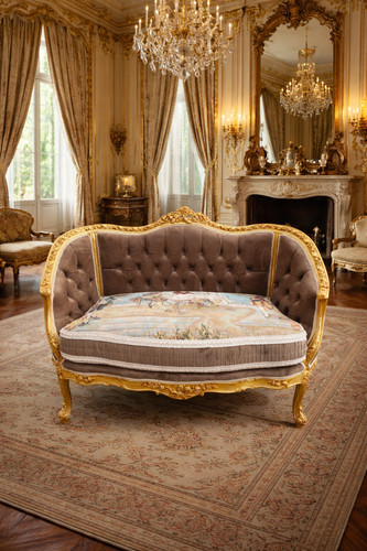 Sofa louis xvi corbeille gold - sofa,