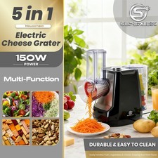 SUPERLEX 5in1 Electric Cheese Grater SS Handheld Fruit Vegetable Slicer Shredder