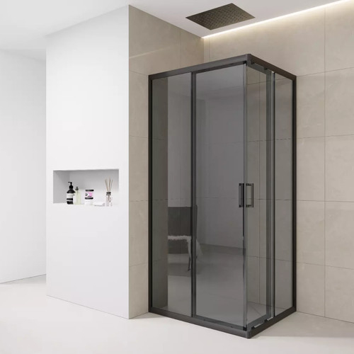 Black corner shower enclosure - black,