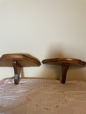 Vintage Wooden Wall-Mounted Display Shelves Set of 2 With Plate Grooves