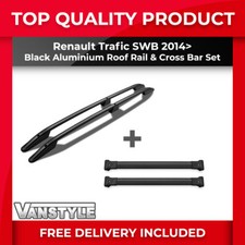 FITS RENAULT TRAFIC 14> SWB BLACK ROOF BARS & CROSS BAR SET ROOF RACK RAIL