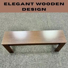 Large Wooden Bench 120cm Indoor Oak Finish Sturdy Furniture Seating Chair