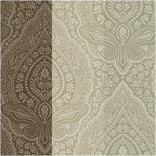 Damask wallpaper brown green - brown,