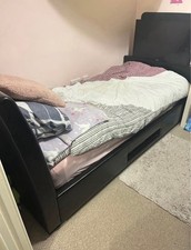 Single Leather Bed with Tv