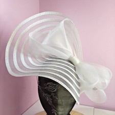 white large fascinator millinery burlesque headband wedding hat ascot derby
