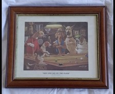 Framed Dogs Playing Pool