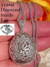 3carat Diamond Necklace Pendant Faberge egg Pendant Jewelry 3 ctw Solitaire