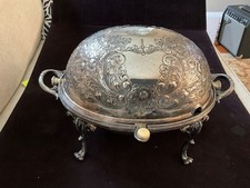 Antique Victorian silver plate fancy dome lid Server Wilkinson Sheffield 13"