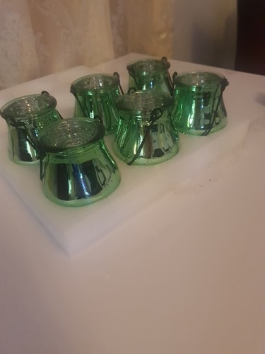 Set green mercury glass - set,
