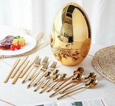 Luxury 24-Piece Stainless Steel Cutlery Set With Gift Box Gold