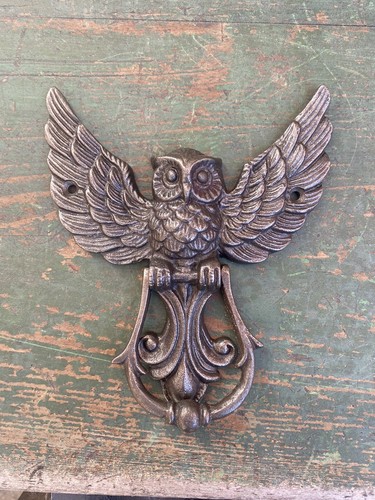 Winged owl antique style cast - winged,