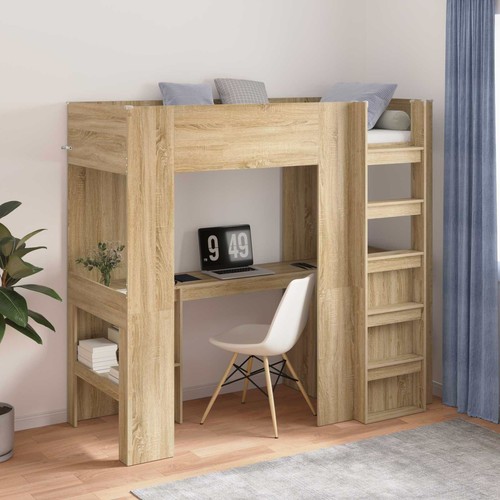 Loft bed frame with - bed, desk