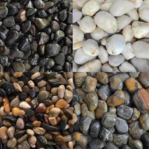 Natural polished river pebble - natural,