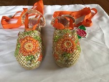 Lelli Kelly Sparkly Shoes Girls Glitter Beaded US 12, EU 30 Espadrille Wedge NWT