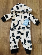Little Blue House - Hatley Cream Bear Fleece Bundler All-In-One Hood 3-6months