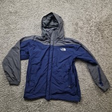 The North Face Jacket Mens Large Hyvent Waterproof Rain Coat Blue Grey