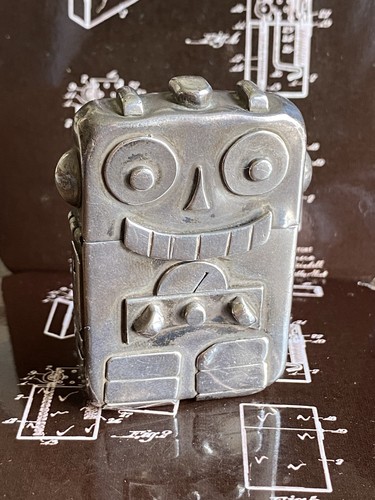 Sterling silver robot - robot, zippo