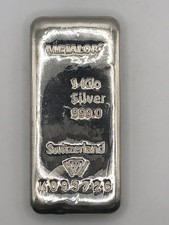 Metalor 1kg Kilo Silver Bar