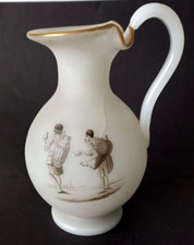 Antique Richardson's Opaline Frosted Glass Vitrified Enamel Jug Pitcher C1847