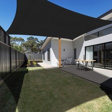 Ankuka Sun Shade Sail 3m x 4m Black Rectangular Waterproof Garden Sun Sail Outdo