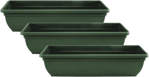 60cm green trough planters - 3x,