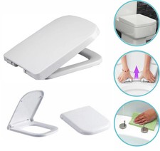 Luxury Square Toilet Seat Heavy Duty White Soft Close Top Quick Release Hinges