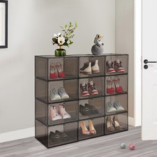 12 * Shoe Boxes Shoe Display Cases Black Brown Shoe Organizer Container Acrylic