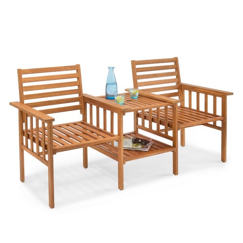 Wooden garden love seat - garden,