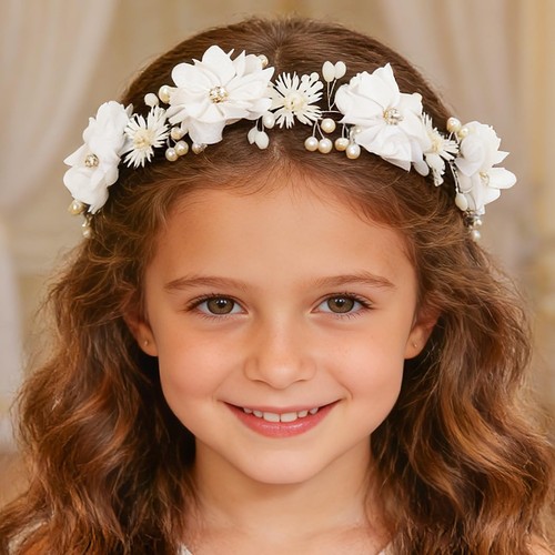 White pearl floral headband - pearl,