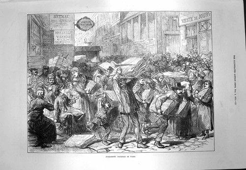 Old antique print 1873 scene - print,