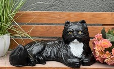 Stone figure cat lying large frost resistant 42 cm, 13 kg Maine Coon Persian