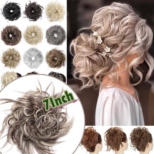 Curly messy bun hair piece - curly,