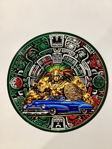Lowrider and aztec calendar - aztec,
