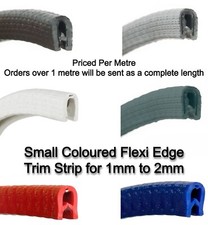 Small Coloured PVC Rubber Edge Protector Finisher Trim Strip - Fits 1mm-2mm